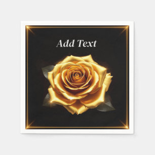 Golden Rose with Glowing Borders Napkin