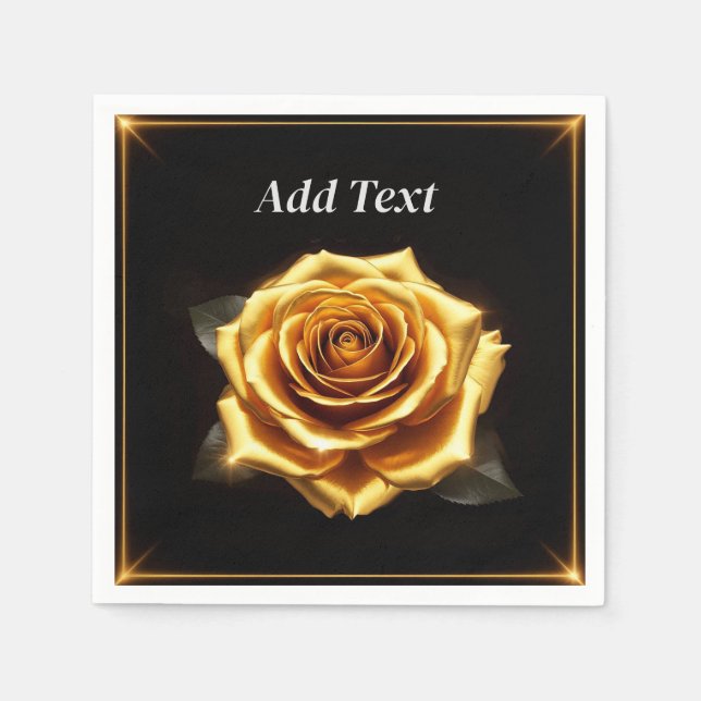 Golden Rose with Glowing Borders Napkin (Front)