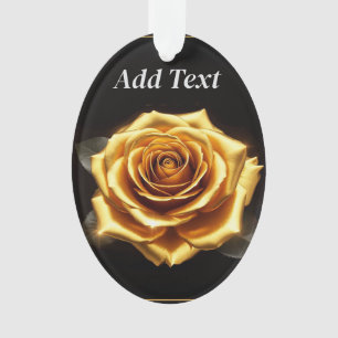 Golden Rose with Glowing Borders Ornament