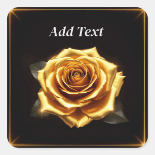 Golden Rose with Glowing Borders Square Sticker