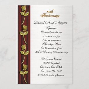 Golden roses, 50th Anniversary vow renewal Invitation