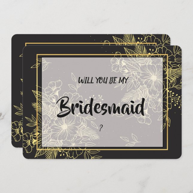 Golden Roses Bridesmaid Invitation (Front/Back)