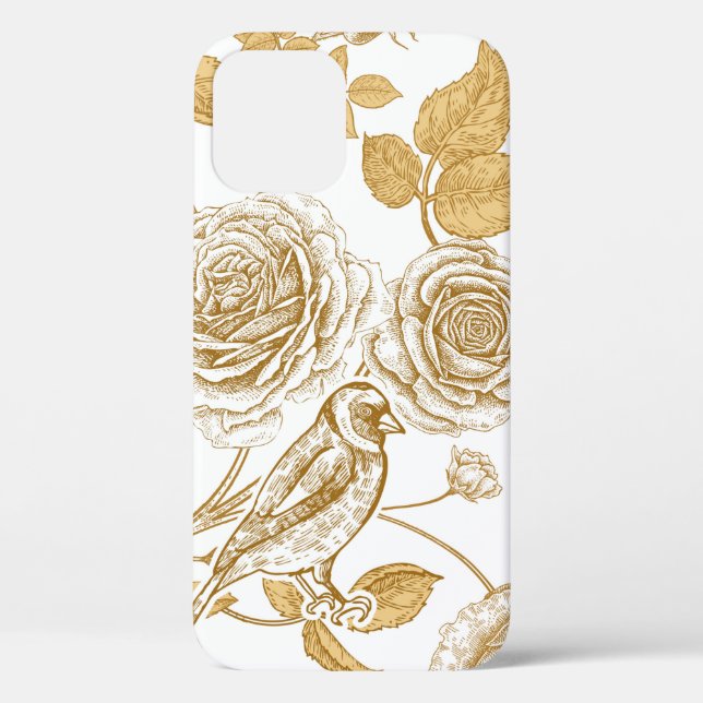 Golden roses,  flowers,  leaves and berries of dog Case-Mate iPhone case (Back)