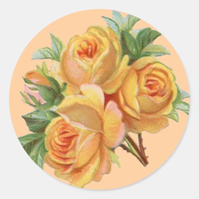 Golden Roses on Peach - Sticker (Front)