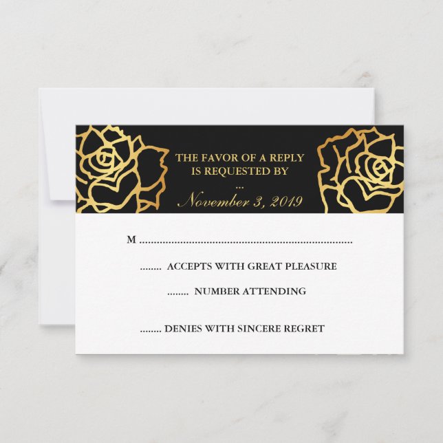 Golden Roses RSVP - Black Card (Front)