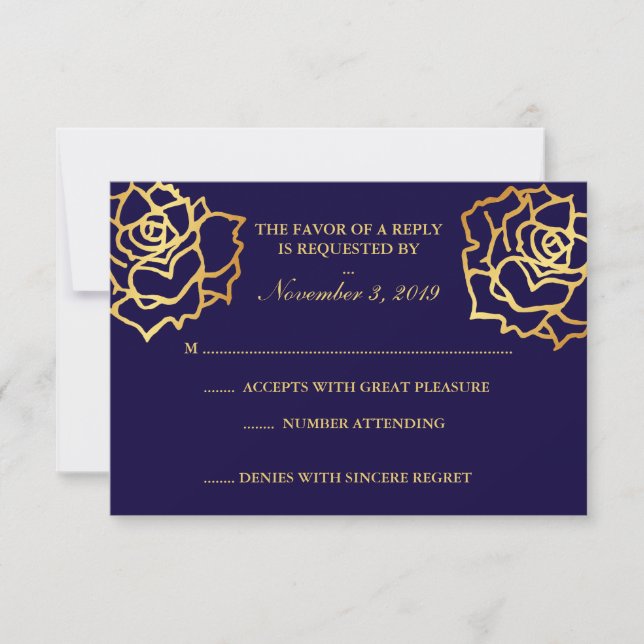 Golden Roses RSVP - Blue (Front)