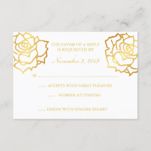 Golden Roses RSVP - White Card