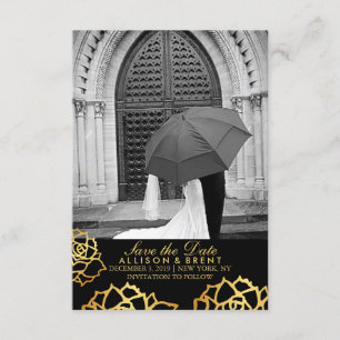 Golden Roses Save the Date - Black