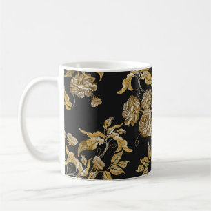 Golden Roses: Vintage Embroidery Pattern Coffee Mug