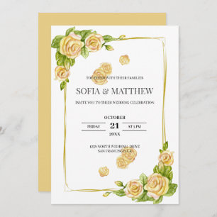 Golden Roses Wedding Invitation
