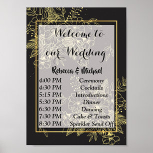 Golden Roses Wedding Order of Events P Poster
