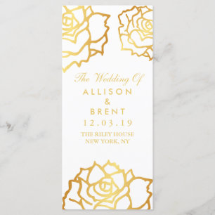 Golden Roses Wedding Program - White Programme