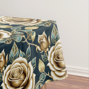 Golden Roses With a Metallic Finish Tablecloth