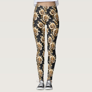 Golden Roses With Sharp Metallic Edges  Leggings