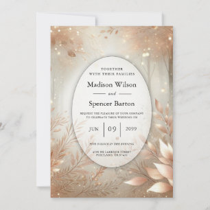 Golden Rosewood Enchanted Forest Wedding Invitation