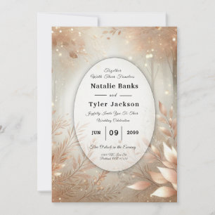 Golden Rosewood Enchanted Forest Wedding Invitation
