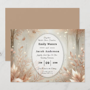 Golden Rosewood Enchanted Forest Wedding Invitation