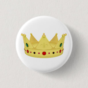 Golden royal crown  3 cm round badge