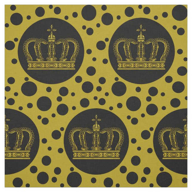 Golden Royal Crown & Dots + your backgr. & ideas Fabric (Swatch)