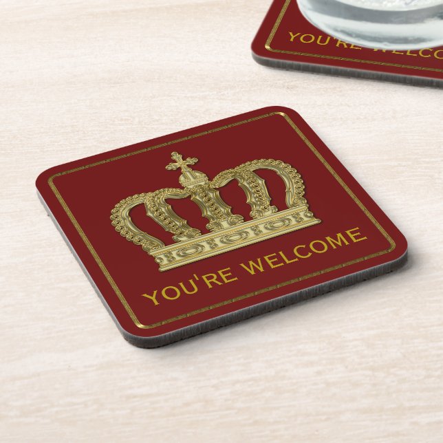 Golden Royal Crown II + your backgr. & ideas Coaster (Left Side)