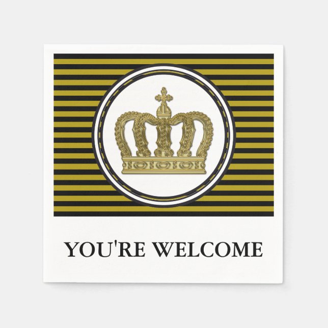 Golden Royal Crown II + your backgr. & ideas Napkin (Front)