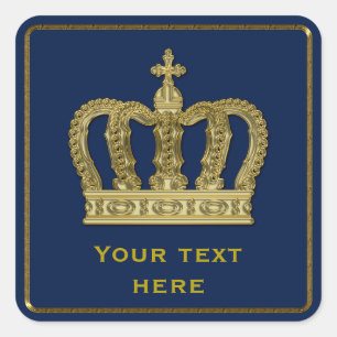 Golden Royal Crown II + your backgr. & ideas Square Sticker