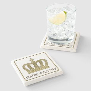 Golden Royal Crown II + your backgr. & ideas Stone Coaster