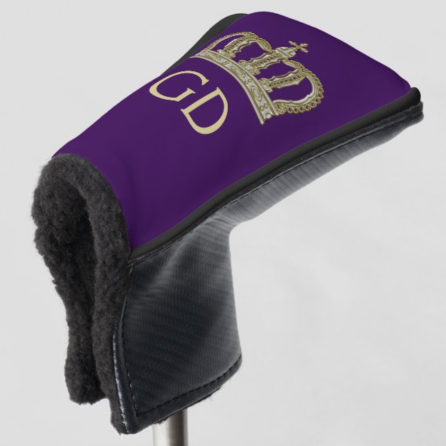 Golden Royal Crown III + your backgr. & ideas Golf Head Cover (3/4 Front)