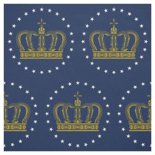 Golden Royal Crown & Stars + your backgr. & ideas Fabric (Swatch)