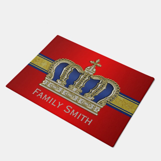 Golden Royal Crown V + your backgr. & ideas Doormat (Angled)