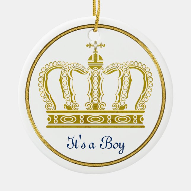 Golden Royal Crown + your backgr. & ideas Ceramic Tree Decoration (Front)
