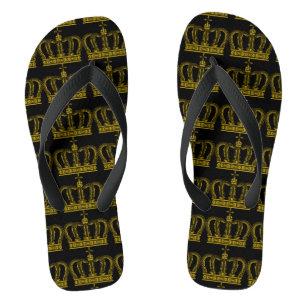 Golden Royal Crown + your backgr. & ideas Flip Flops