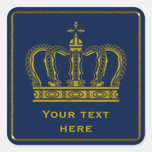 Golden Royal Crown + your backgr. & ideas Square Sticker