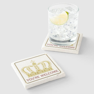 Golden Royal Crown + your backgr. & ideas Stone Coaster