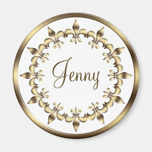 Golden royal gradient element. Fleur-de-Lis. Magnet