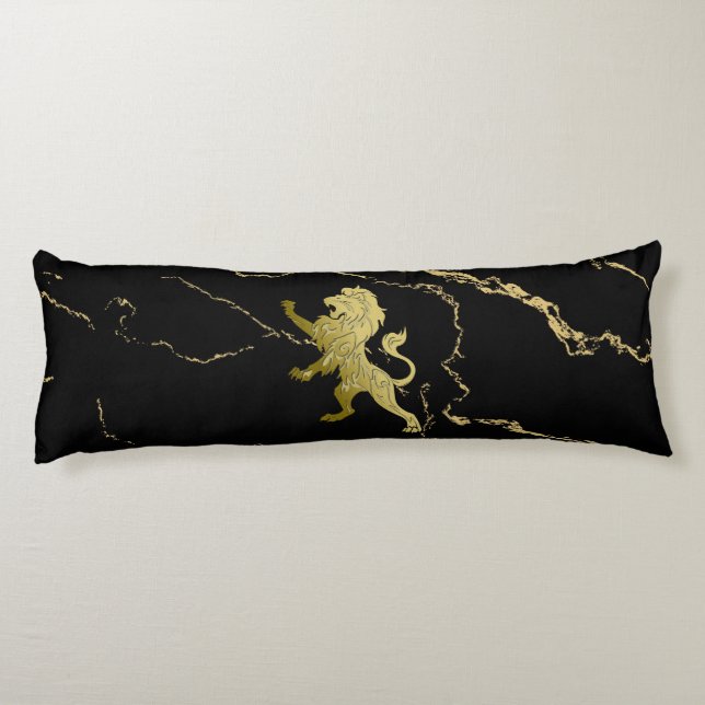 Golden Royal Lion Black Marble Body Cushion (Back)
