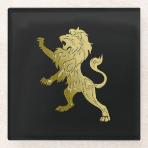 Golden Royal Lion Glass Coaster