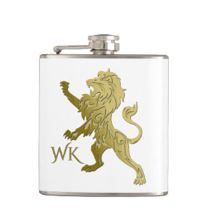 Golden Royal Lion Monogram Hip Flask