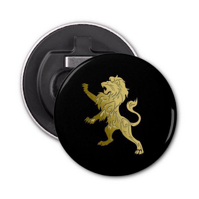 Golden Royal Lion on Black  Bottle Opener (Front)