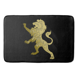 Golden Royal Lion on Black Congratulations Date Bath Mat