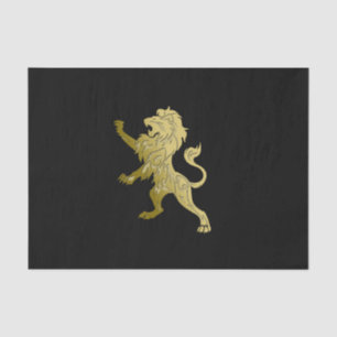 Golden Royal Lion on Black Personal Name Tissue Paper