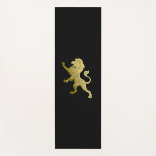 Golden Royal Lion on Black Yoga Mat