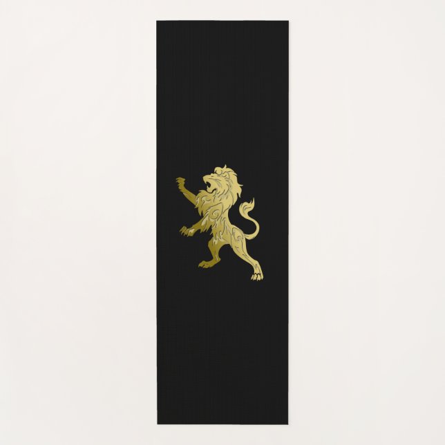Golden Royal Lion on Black  Yoga Mat (Front)