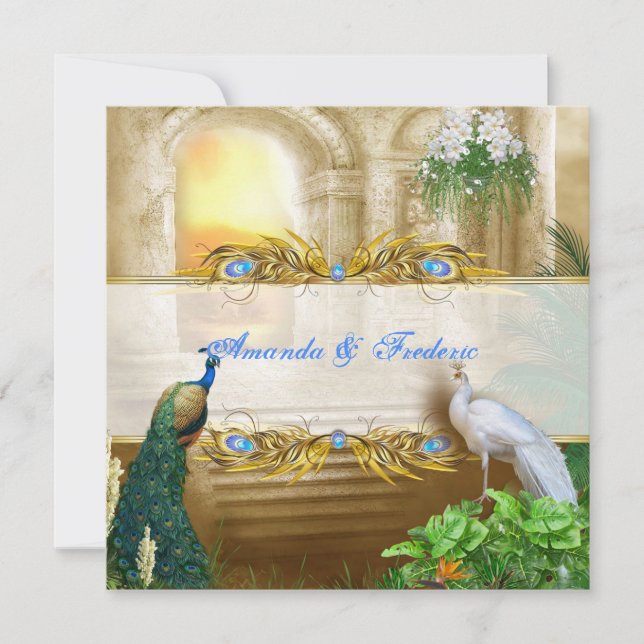 Golden Royal Peacock Temple Dreams Card (Front)
