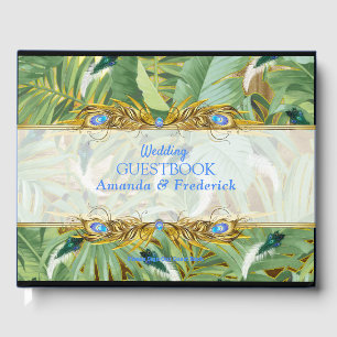 Golden Royal Peacock Temple Dreams Guest Book