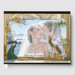 Golden Royal Peacock Temple Dreams Guest Book