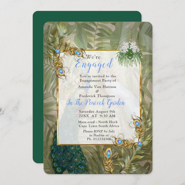 Golden Royal Peacock Temple Dreams Invitation (Front/Back)