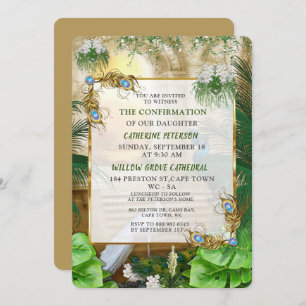 Golden Royal Peacock Temple Dreams Invitation