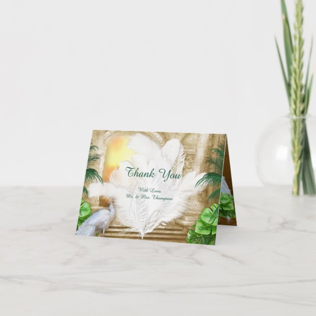 Golden Royal Peacock Temple Dreams Thank You Card (Front)