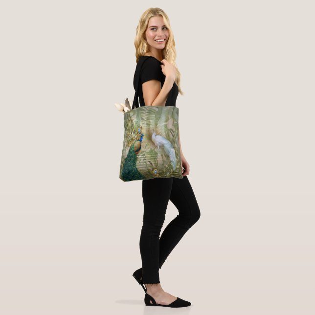 Golden Royal Peacock Temple Dreams Tote Bag (On Model)